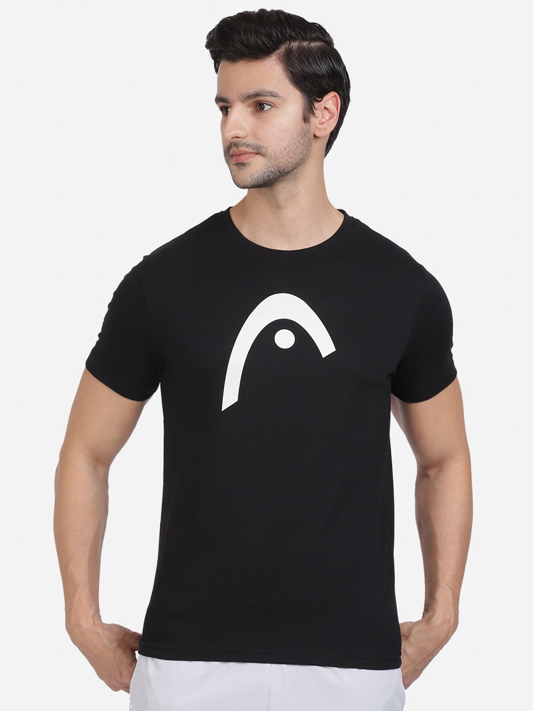 

Head Men Black Printed Slim Fit Training & Gym T-shirt