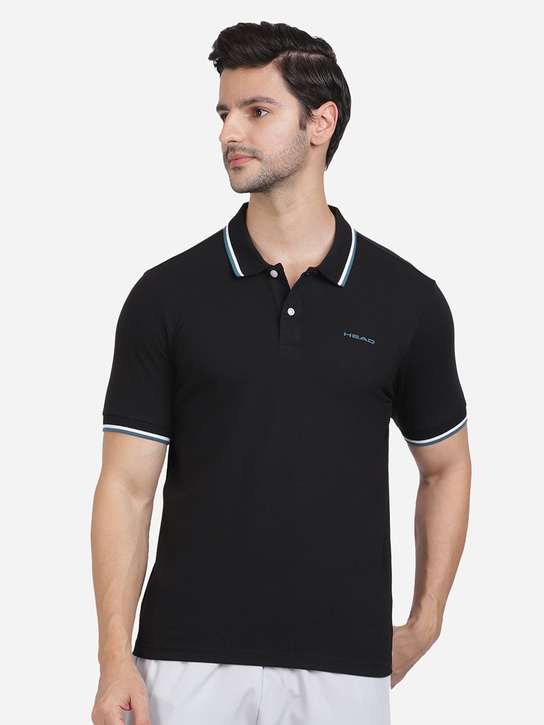 

Head Men Black Polo Training Slim-Fit Cotton T-Shirt