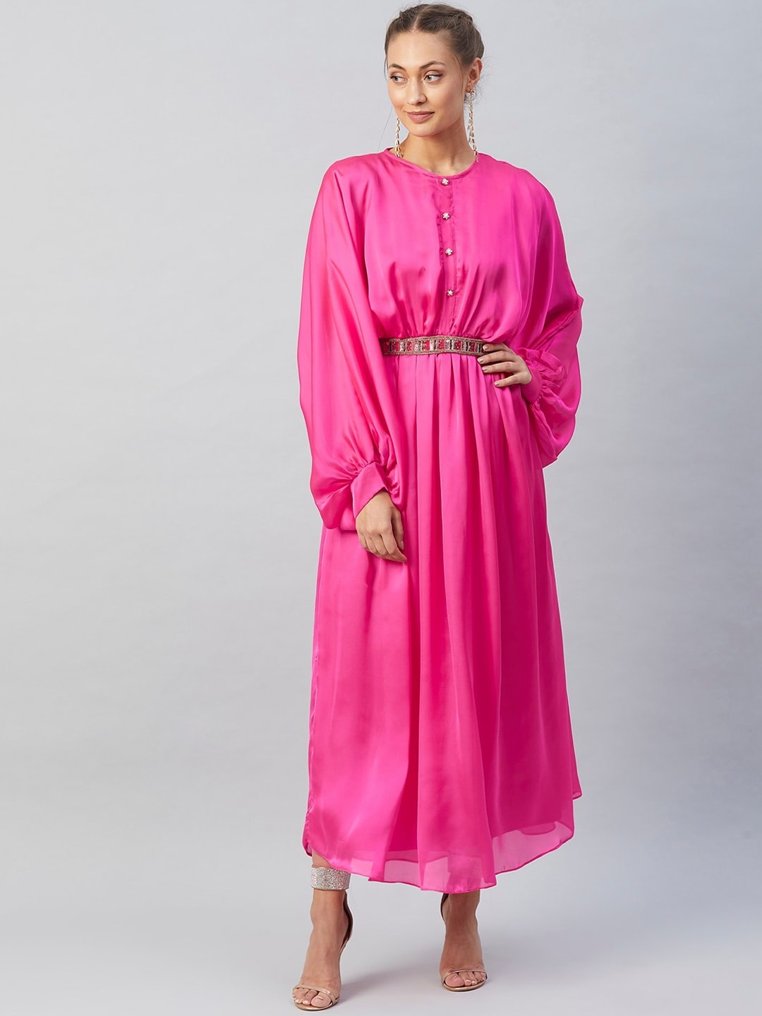 

Athena Fuchsia Satin Maxi Dress