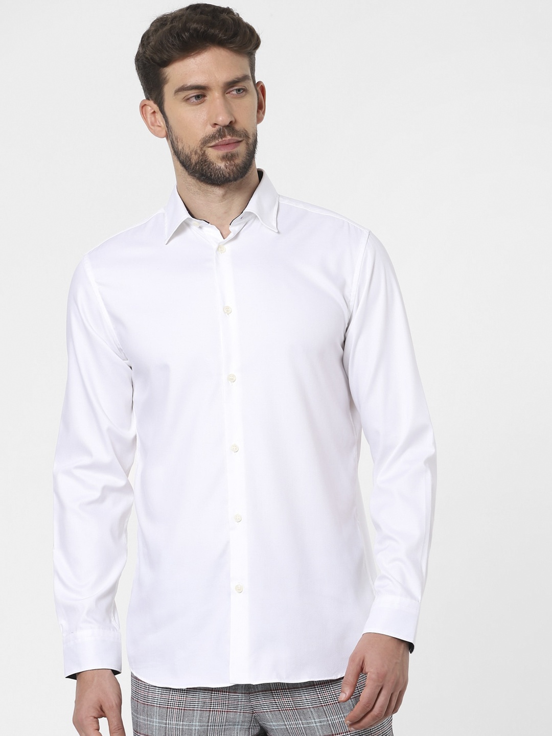 

SELECTED Men White Opaque Cotton Casual Shirt