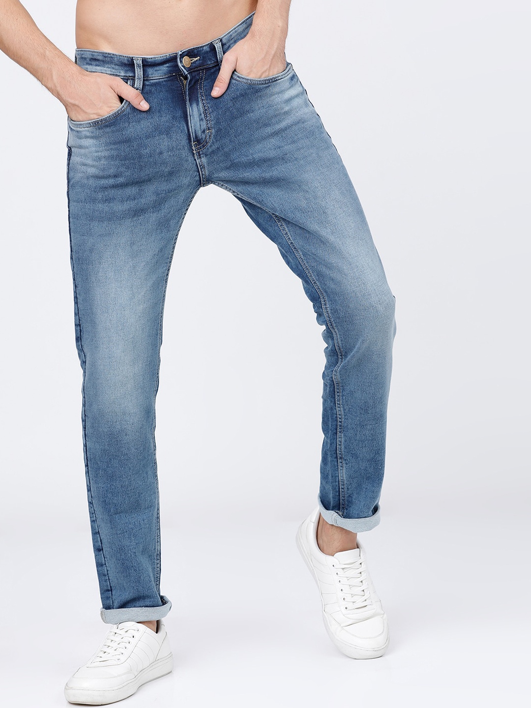 

KETCH Men Blue Slim Fit Low Distress Heavy Fade Stretchable Jeans