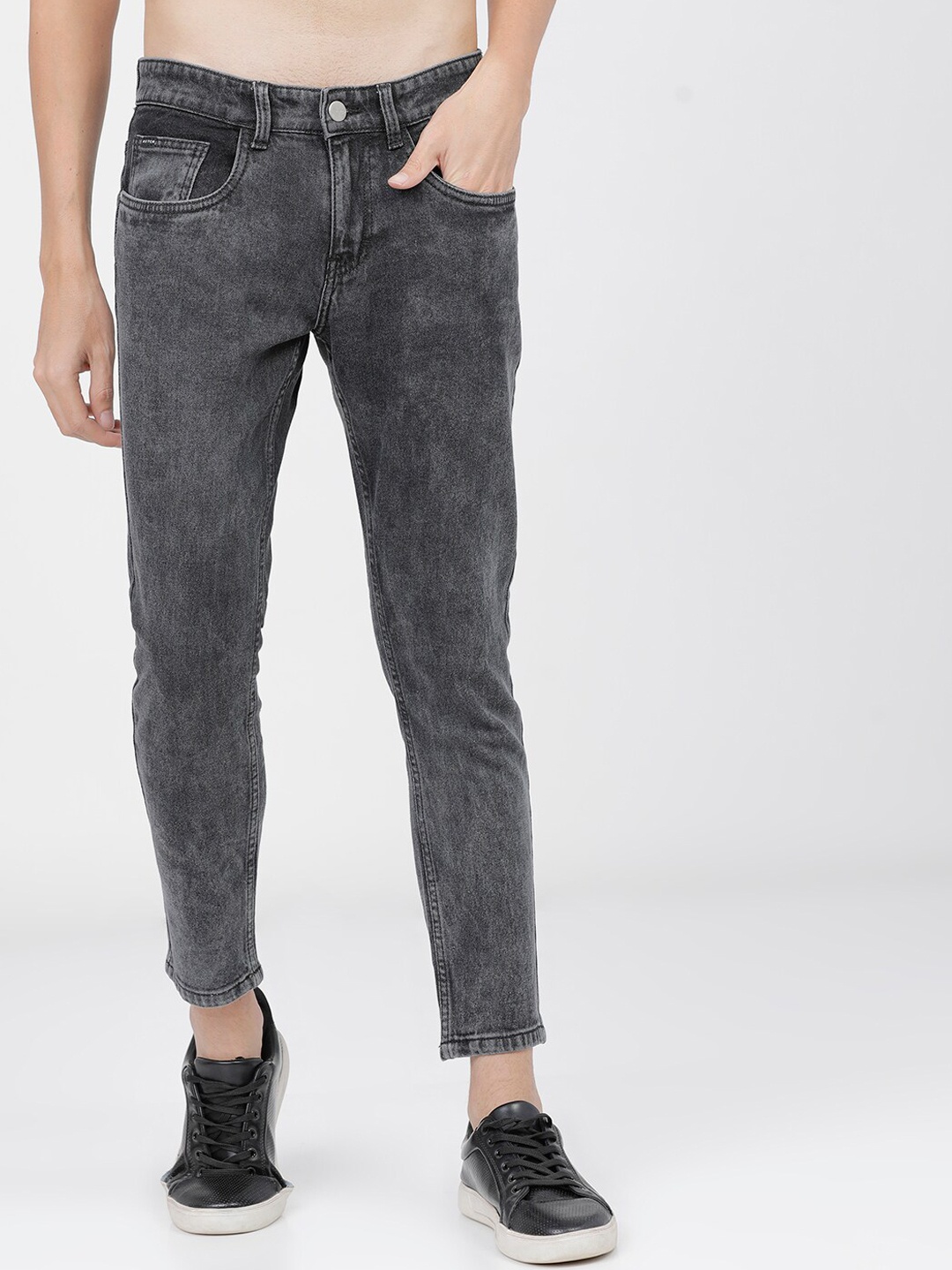 

KETCH Men Charcoal Grey Tapered Fit Heavy Fade Stretchable Jeans