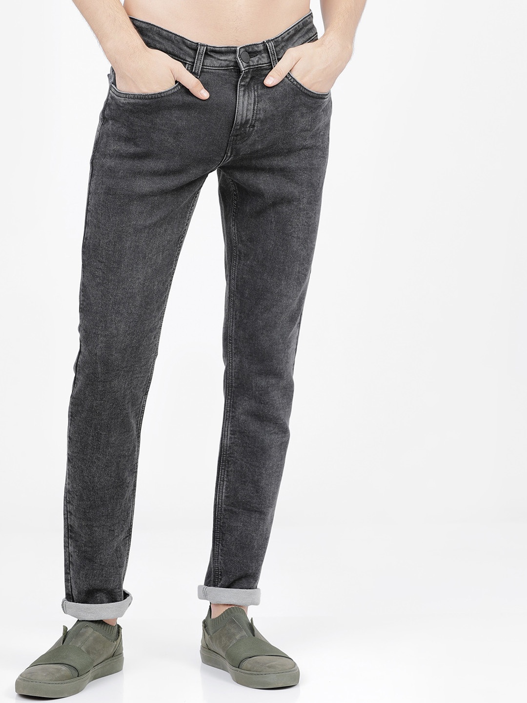 

KETCH Men Black Slim Fit Heavy Fade Jeans