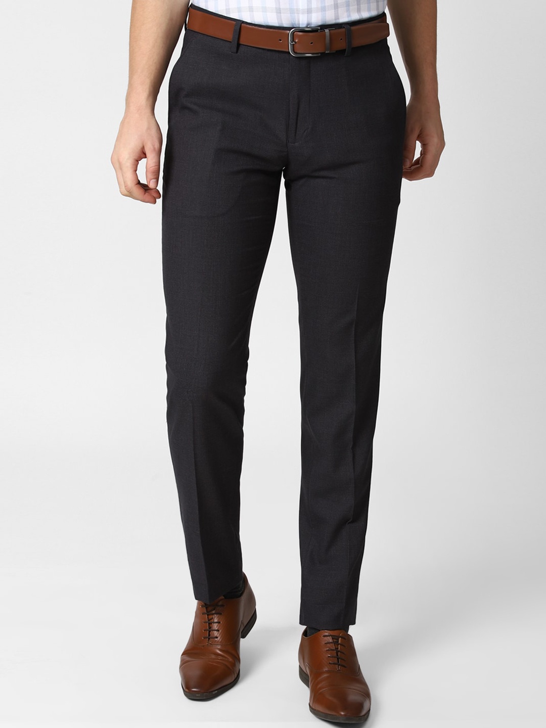 

Peter England Men Black Slim Fit Formal Trousers