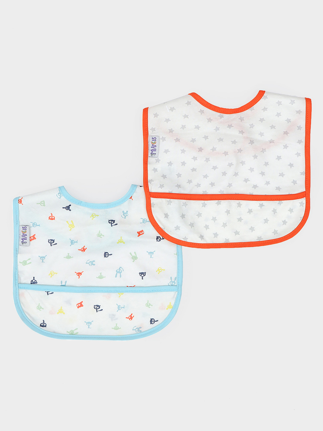 

MiArcus Infants Pack Of 2 Printed Feeding Bibs, White