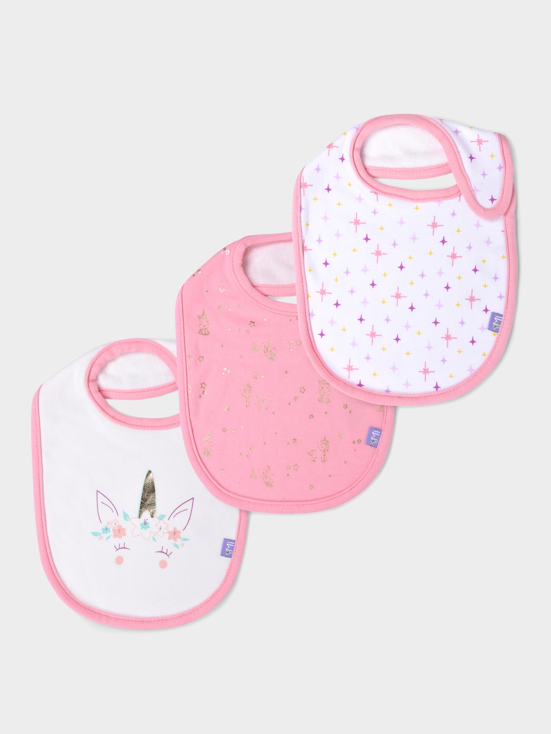 

MiArcus Unisex Kids Pack Of 3 Printed Bibs, White