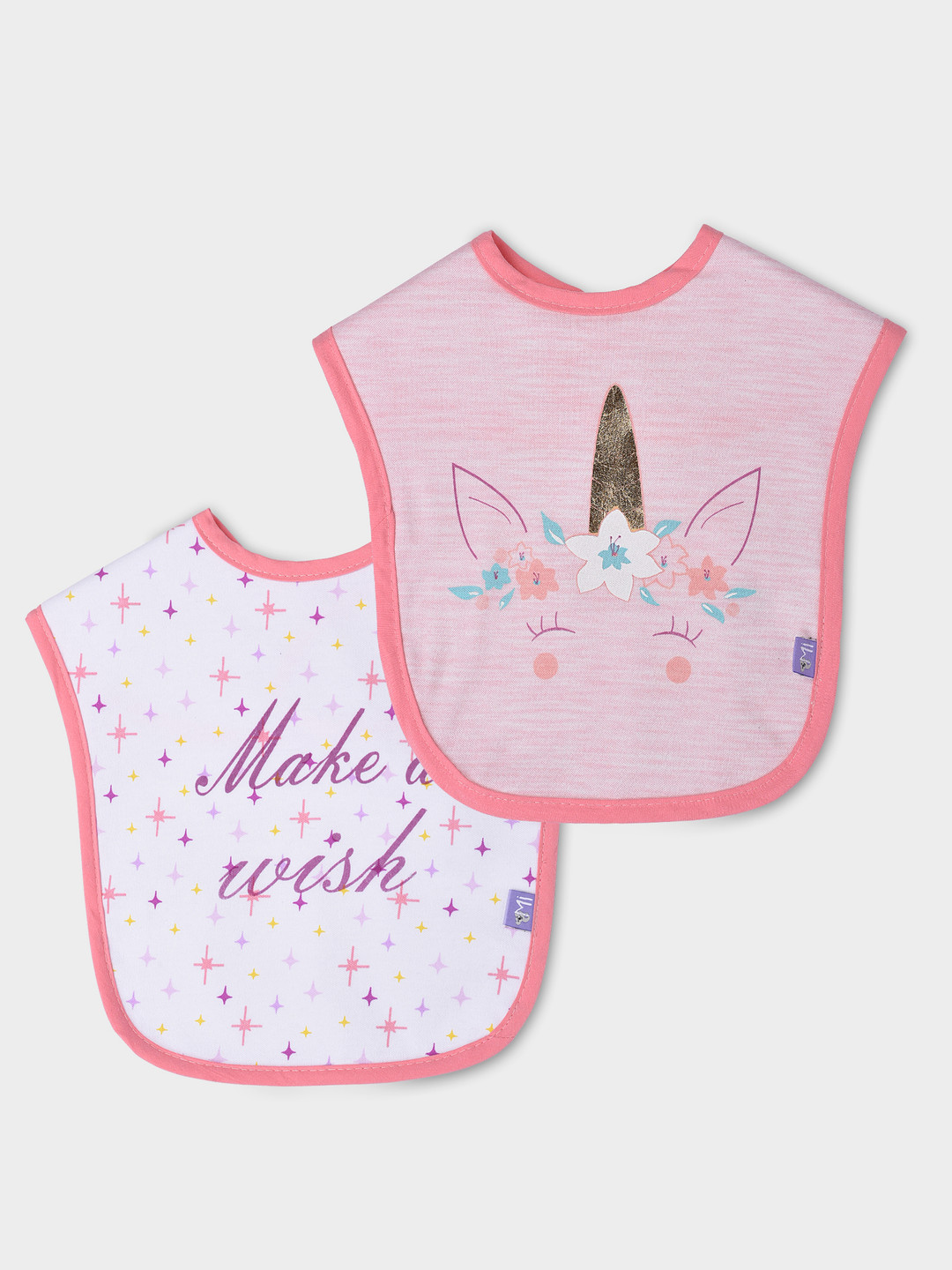 

MiArcus Unisex Kids Pack Of 2 Printed Bibs, Pink