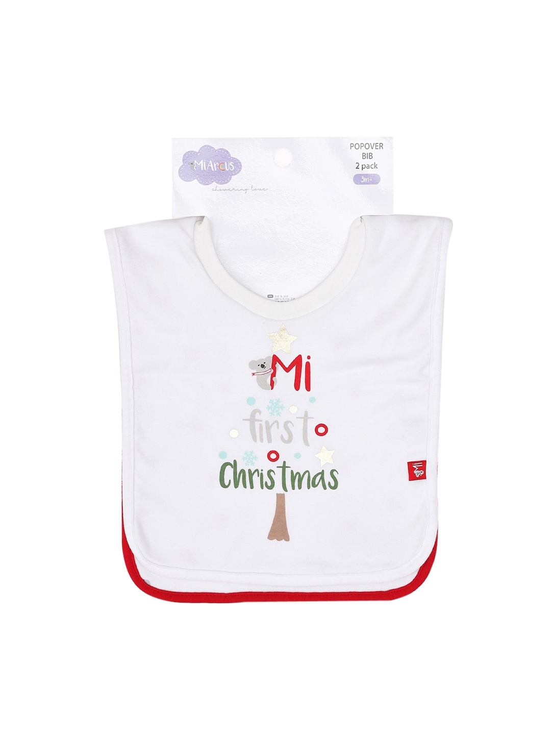 

MiArcus Kids White Pack Of 2 Printed Bibs, Multi