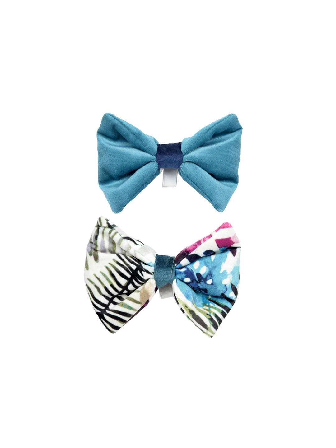 

WIGGLE TWIDDLE Set Of 2 Printed Dog Bow Tie, Turquoise blue