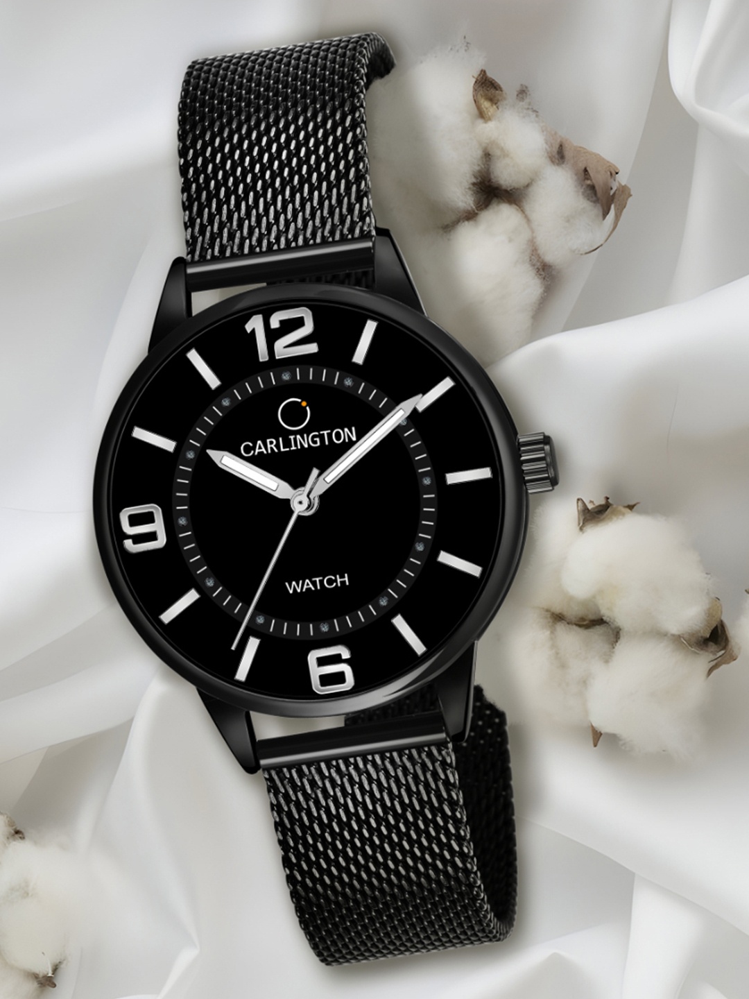 

CARLINGTON Women Black Dial & Black Stainless Steel Bracelet Style Straps Analogue Watch