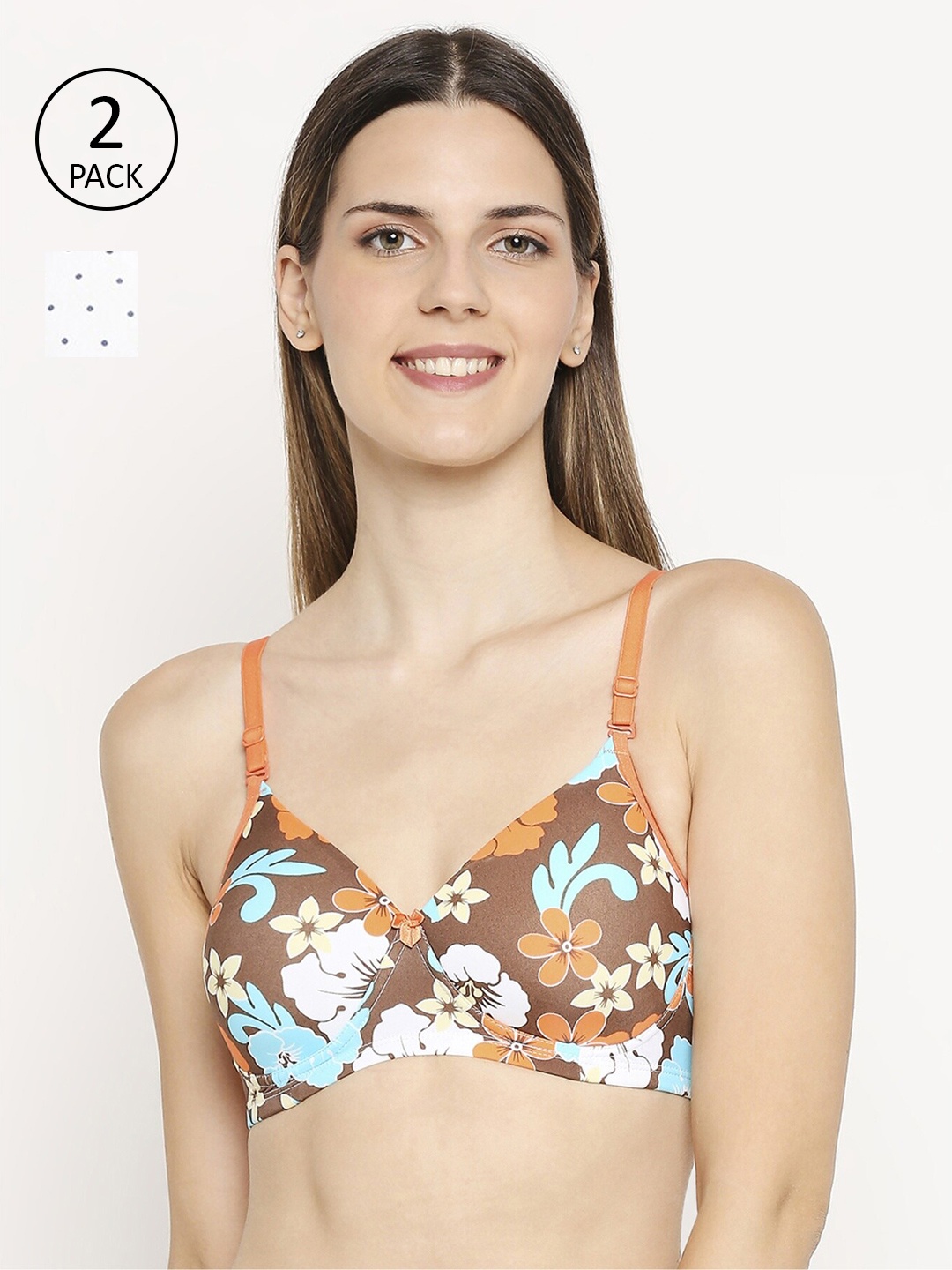 

Lady Love Pack of 2 Brown & White Floral T-shirt Bras Heavily Padded