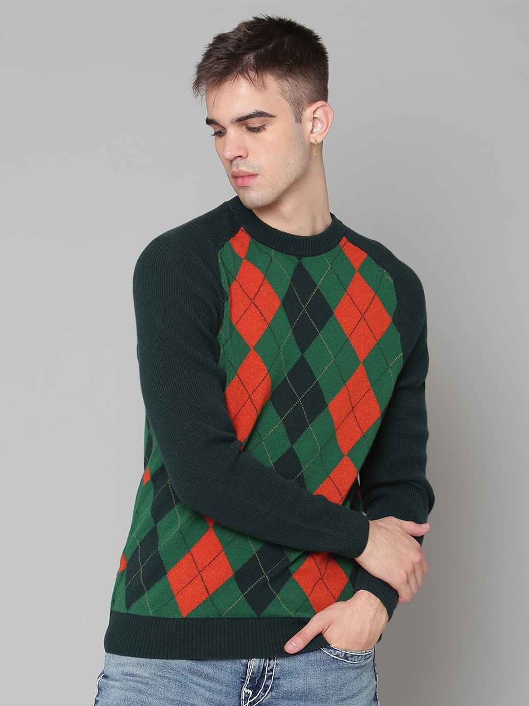 

GANT Men Green & Orange Pullover