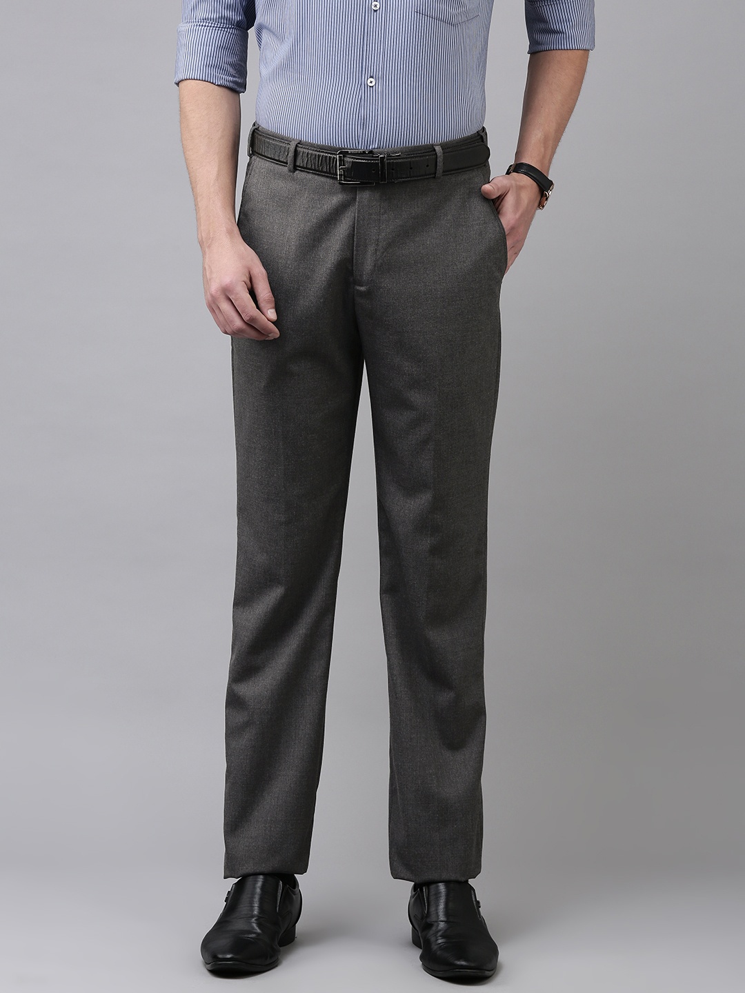 

Park Avenue Men Grey Formal Trousers