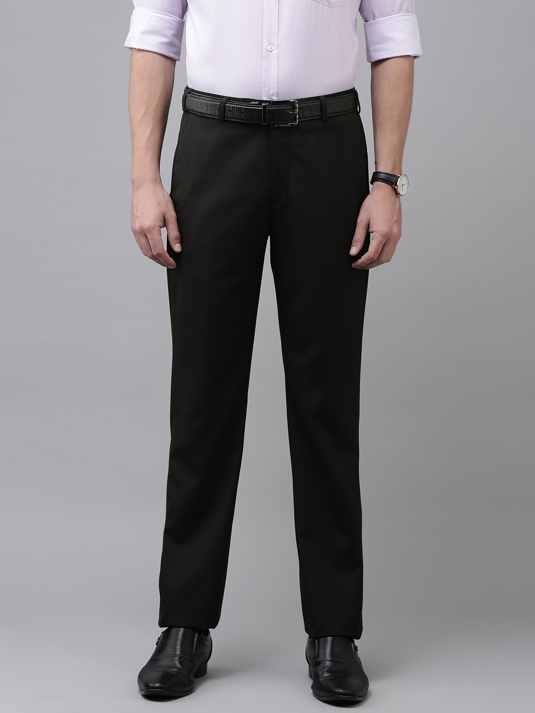 

Park Avenue Men Brown Solid Smart Fit Formal Trousers