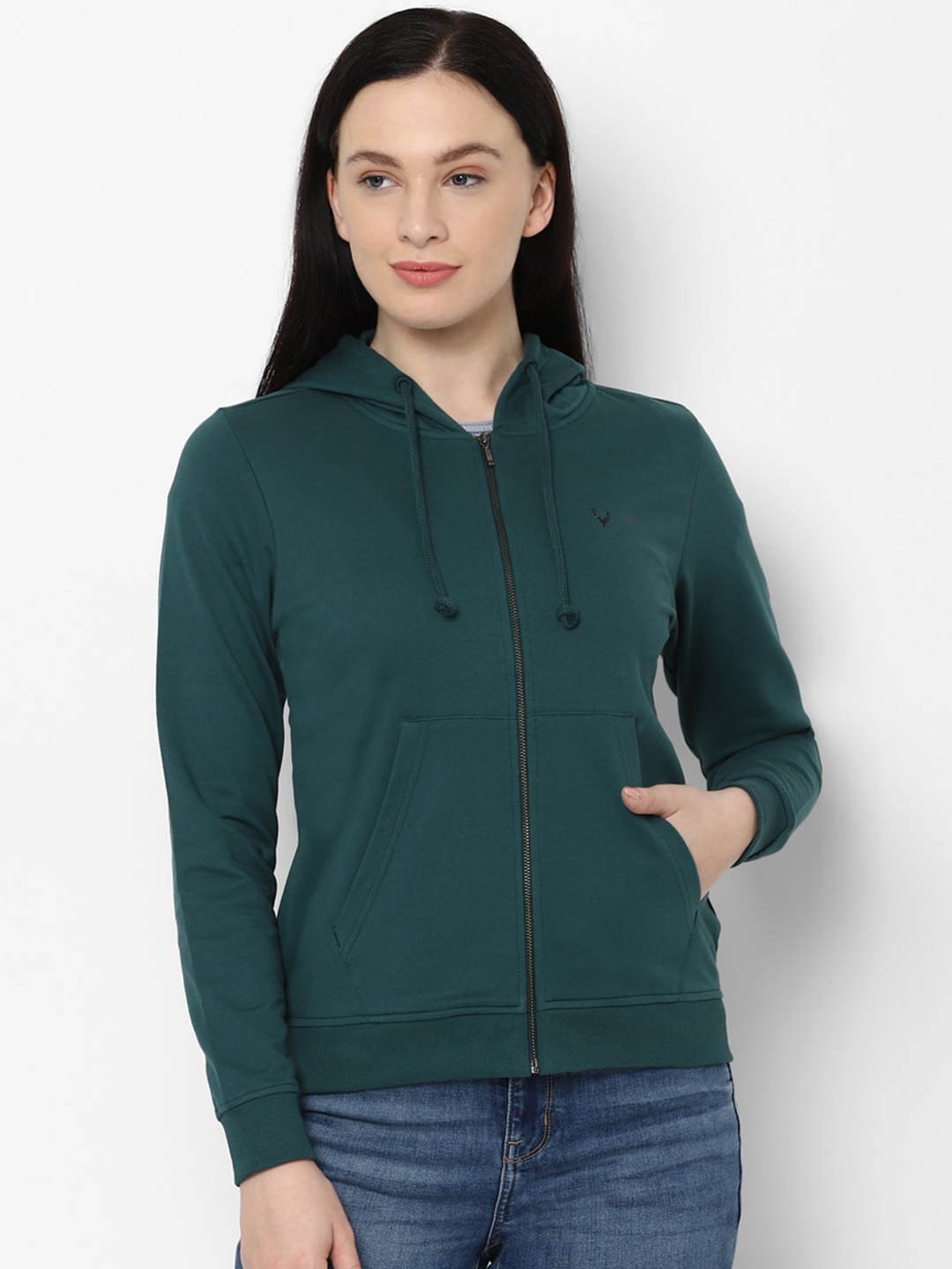 

Allen Solly Woman Women Green Hooded Sweatshirt
