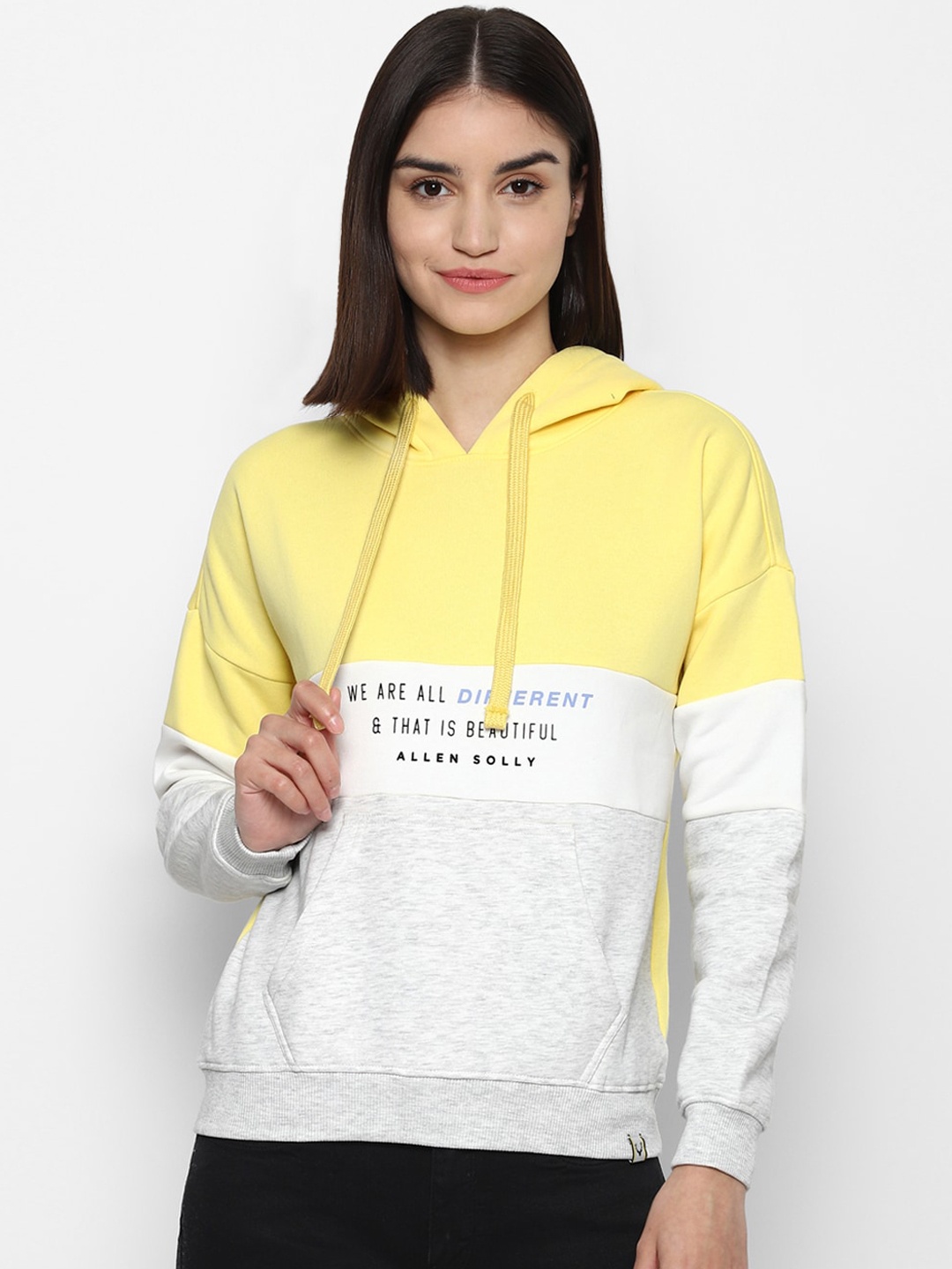 

Allen Solly Woman Women Yellow Colourblocked Hooded Sweatshirt
