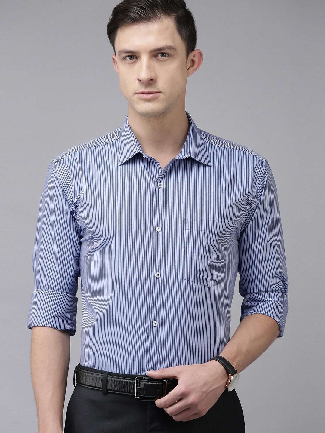 

Park Avenue Men Blue Slim Fit Pinstripes Formal Shirt