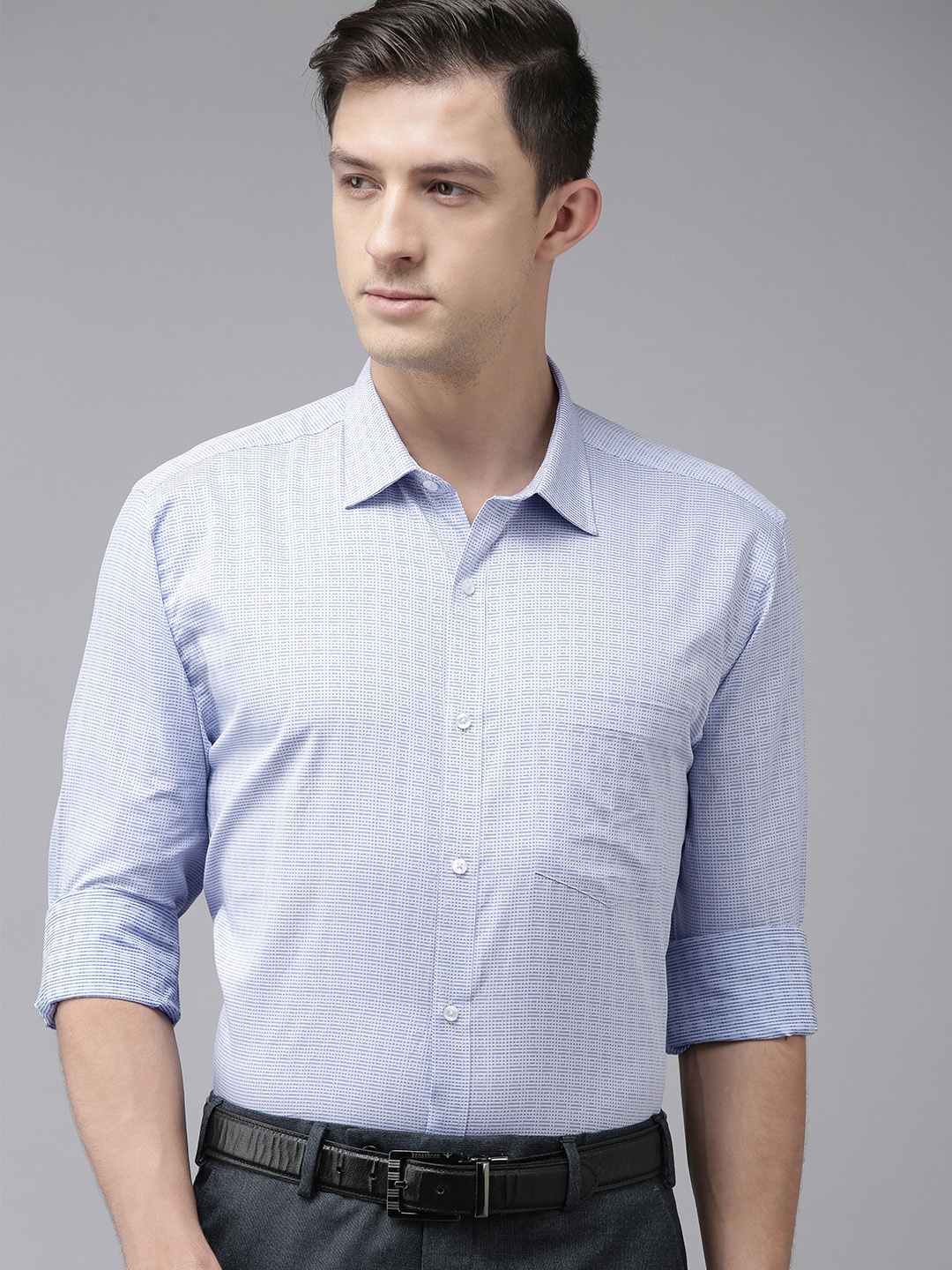 

Park Avenue Men Blue Slim Fit Opaque Printed Formal Shirt