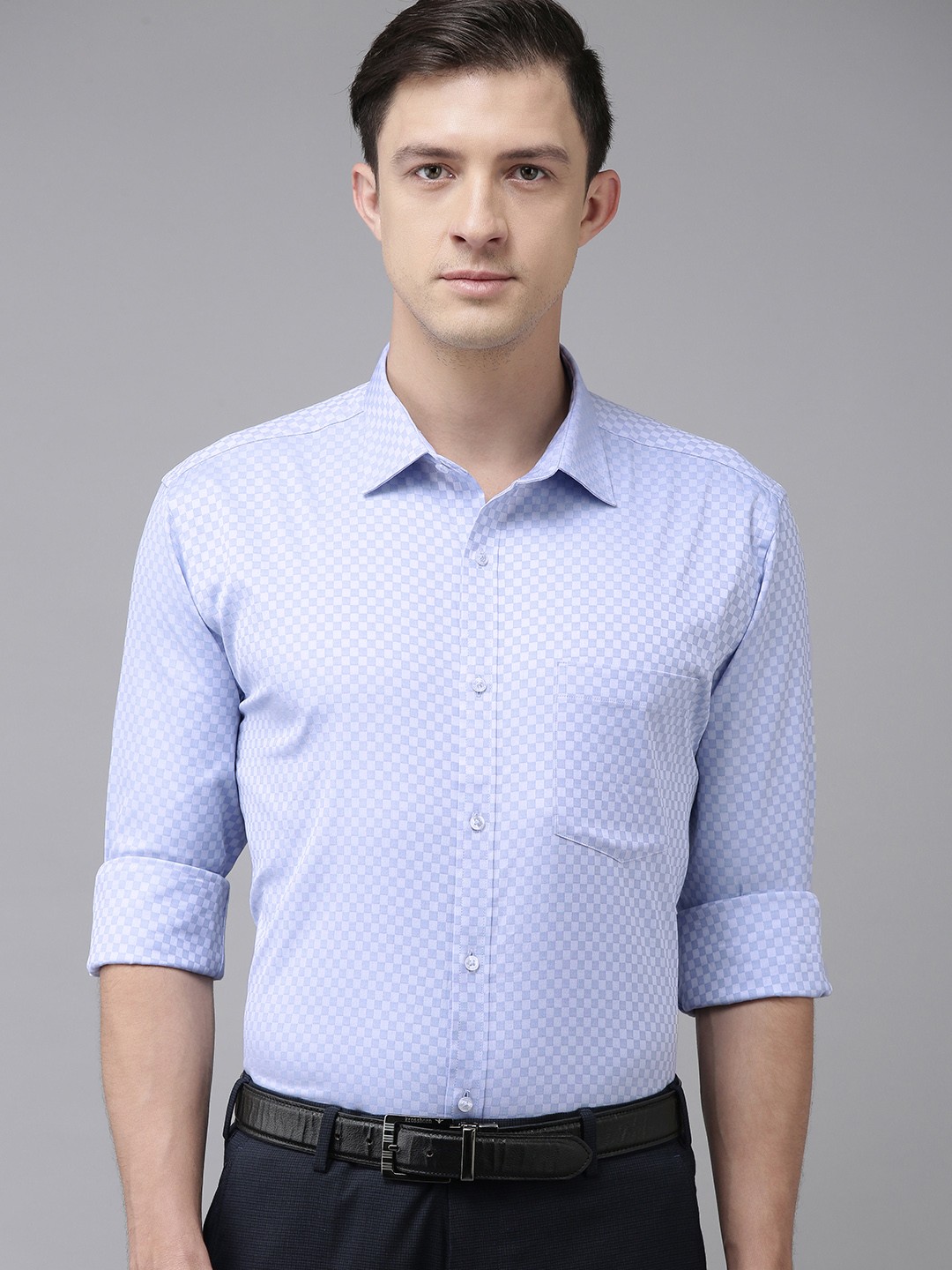 

Park Avenue Men Blue Slim Fit Self Design Formal Shirt