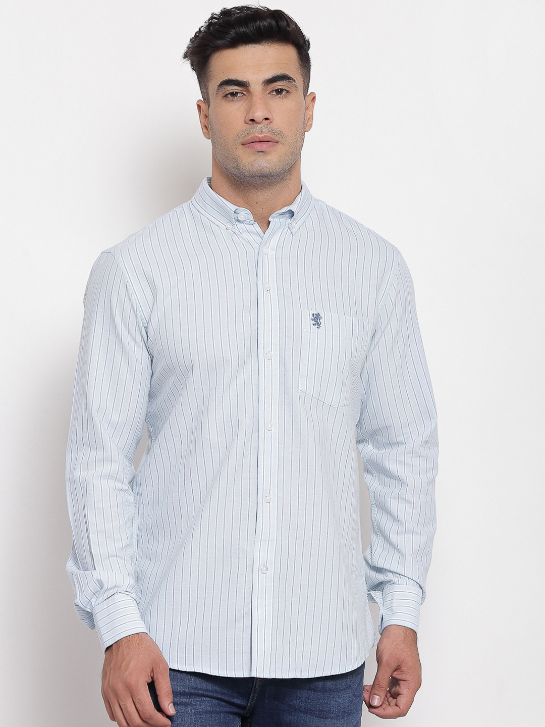 

Red Tape Men Blue Striped Casual Shirt
