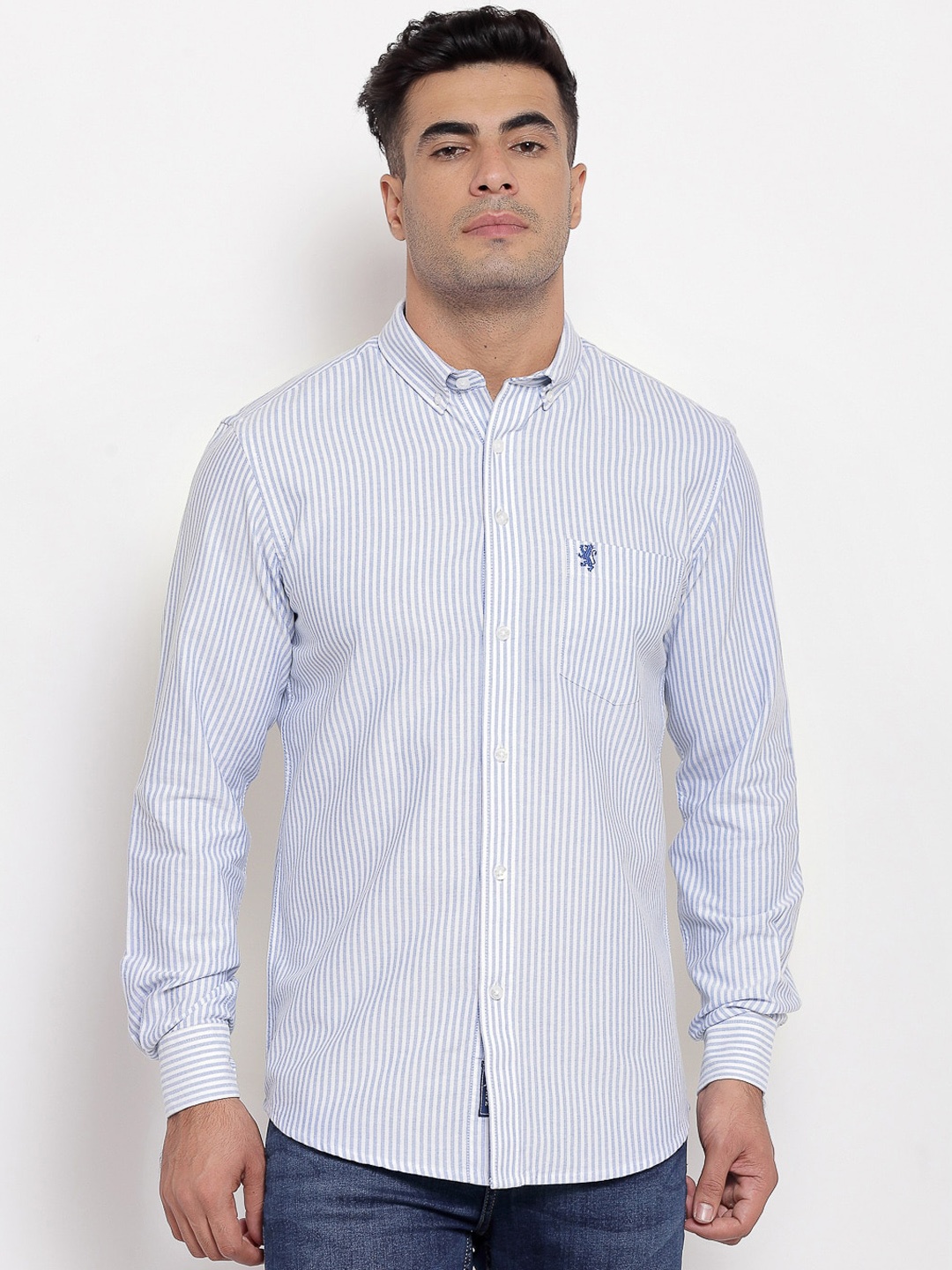 

Red Tape Men Blue Striped Casual Shirt