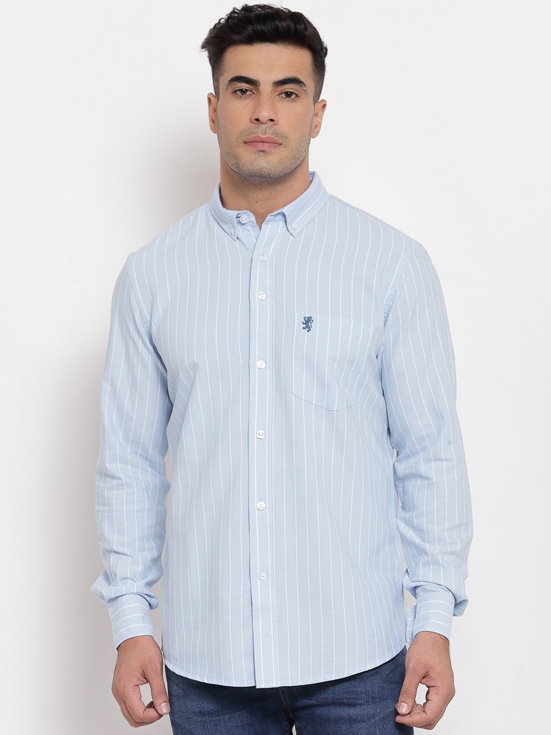 

Red Tape Men Blue Striped Casual Shirt