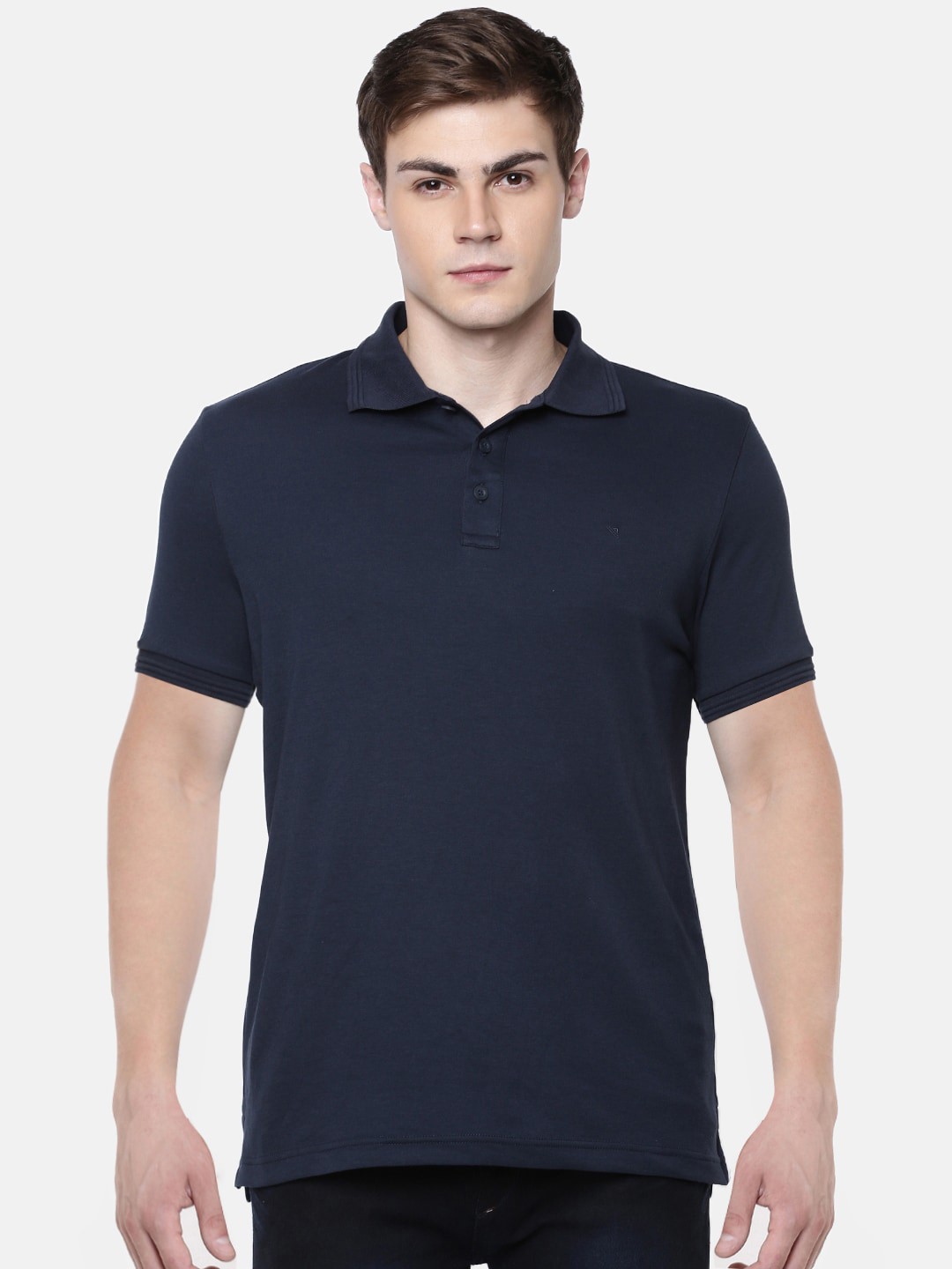 

Unibro Men Navy Blue Polo Collar Slim Fit T-shirt