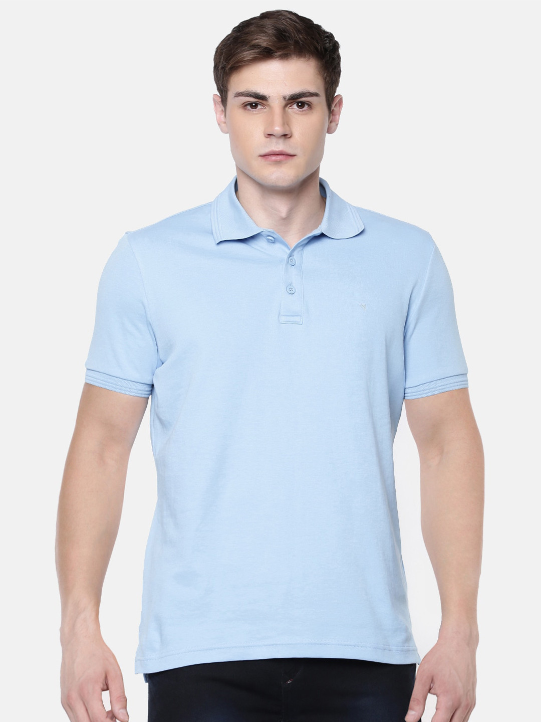 

Unibro Men Blue Polo Collar Pure Cotton Slim Fit T-shirt