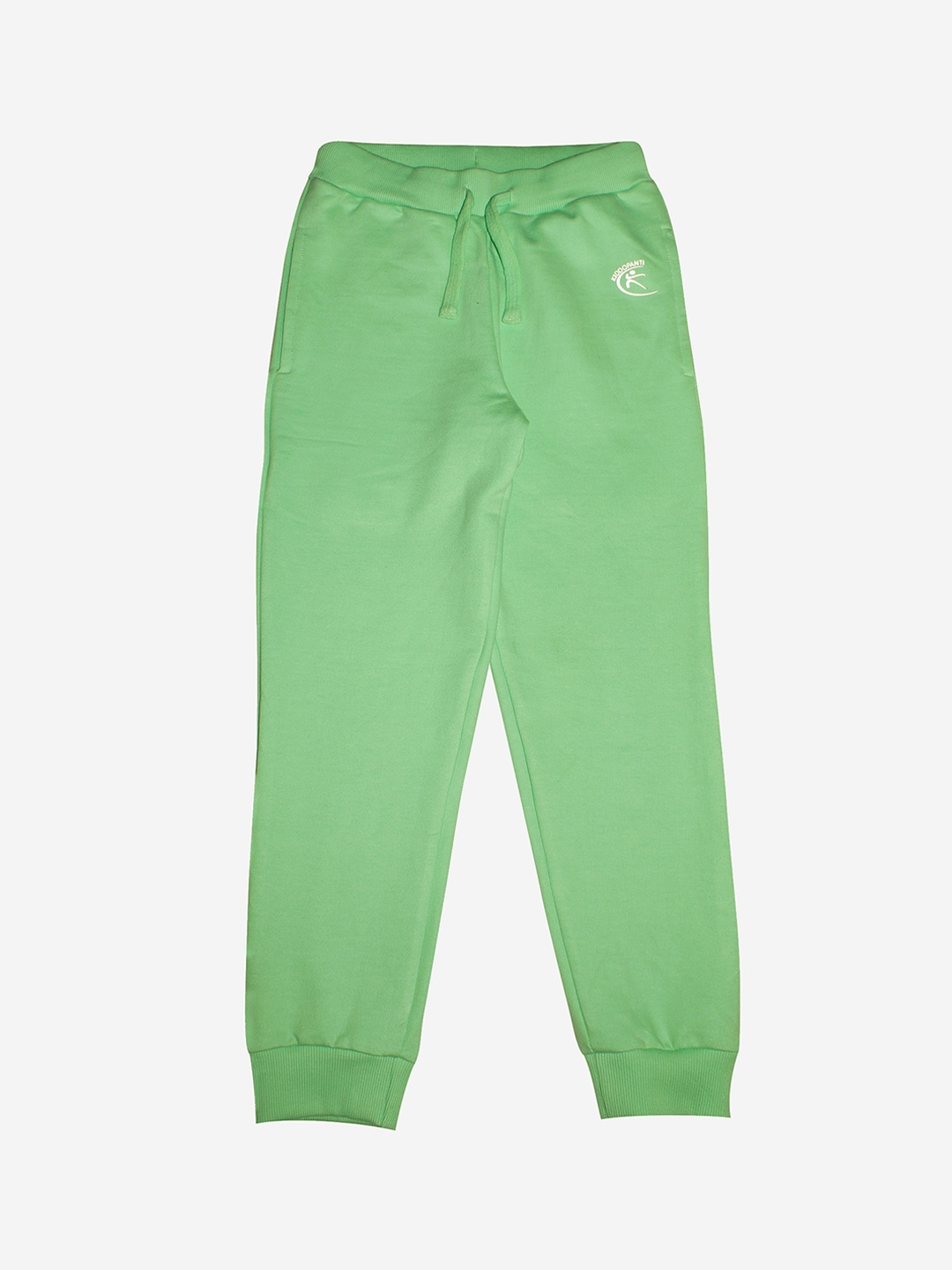 

KiddoPanti Kids Green Solid Fleece Pure Cotton Joggers