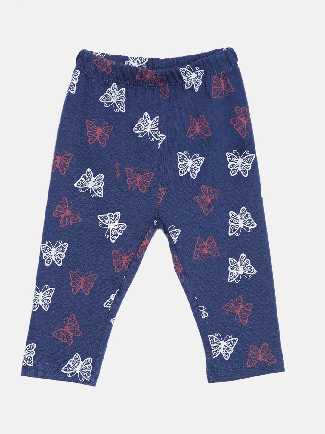 

Kryptic Girls Navy Blue & White Printed Pure Cotton Track Pants