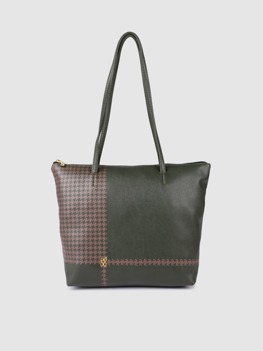 

Baggit Olive Green Abstract Printed Structured Shoulder Bag