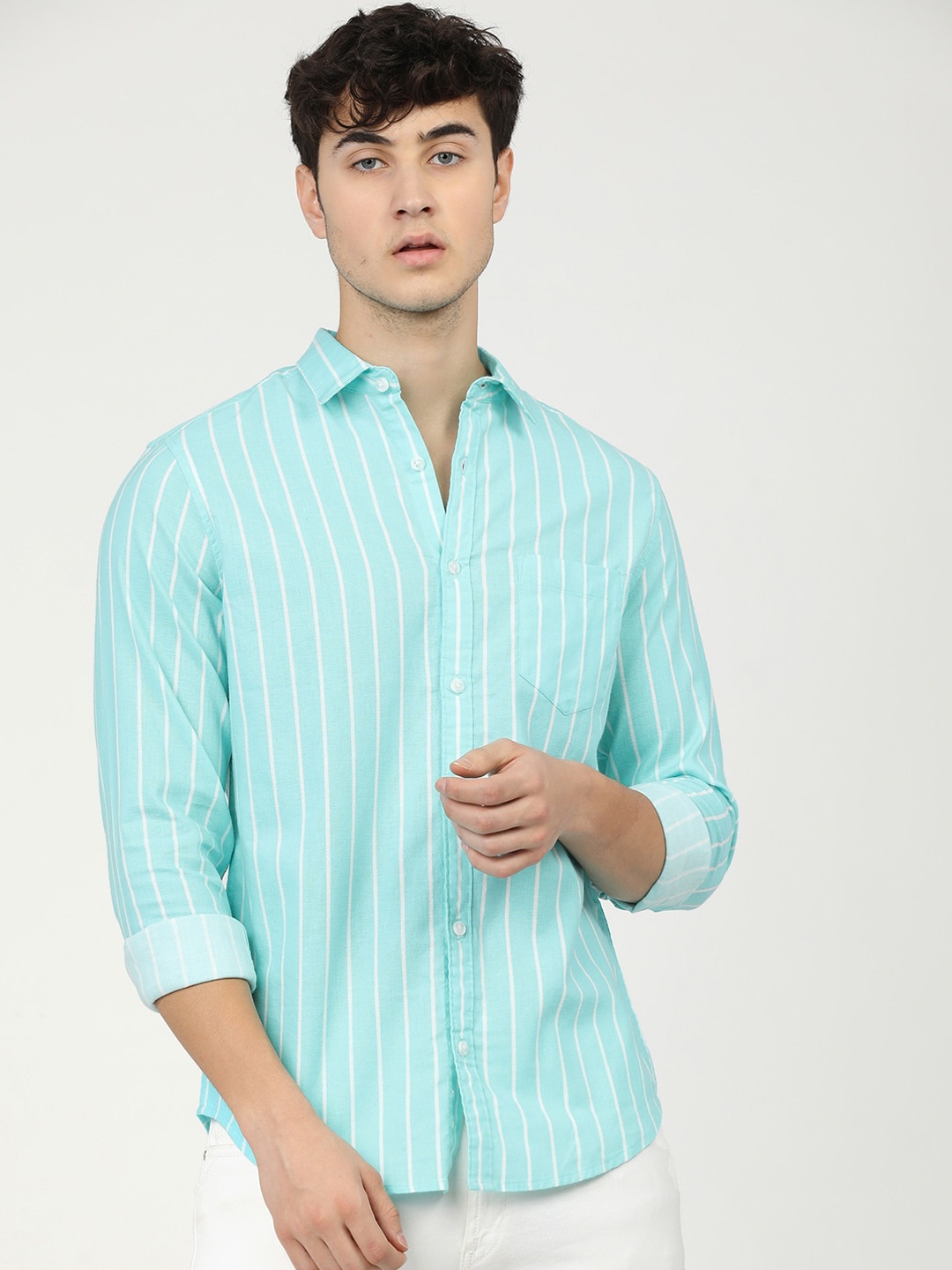 

KETCH Men Slim Fit Striped Casual Shirt, Blue