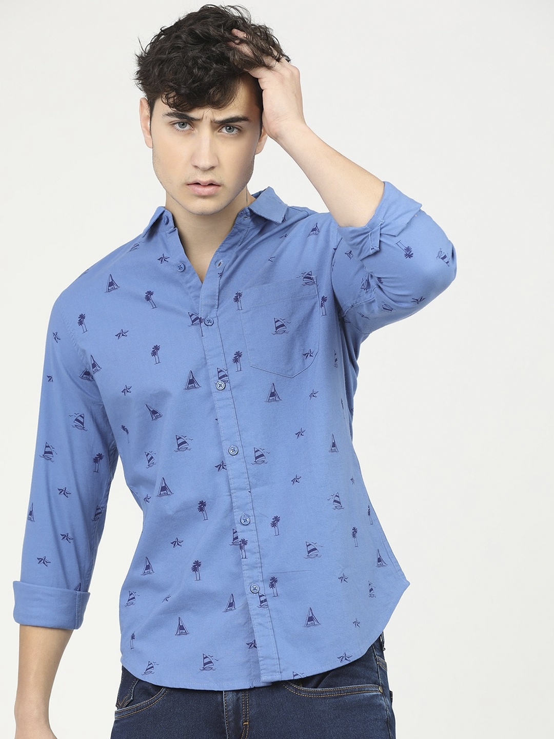 

KETCH Men Slim Fit Printed Casual Shirt, Blue