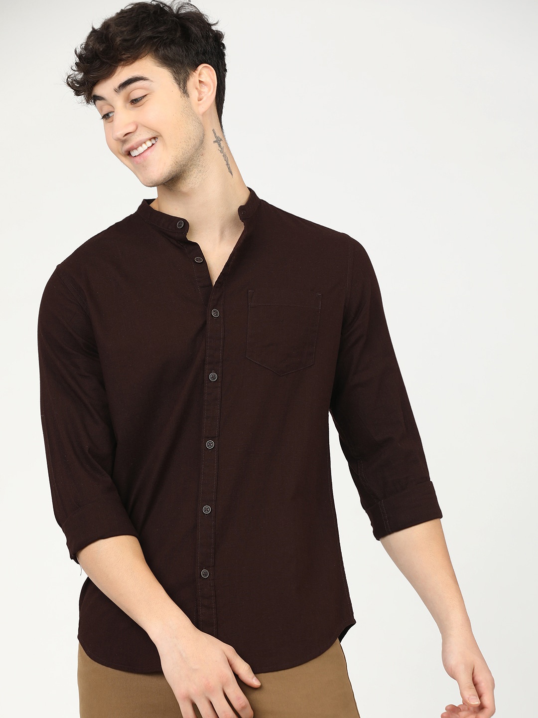 

KETCH Men Slim Fit Casual Shirt, Maroon