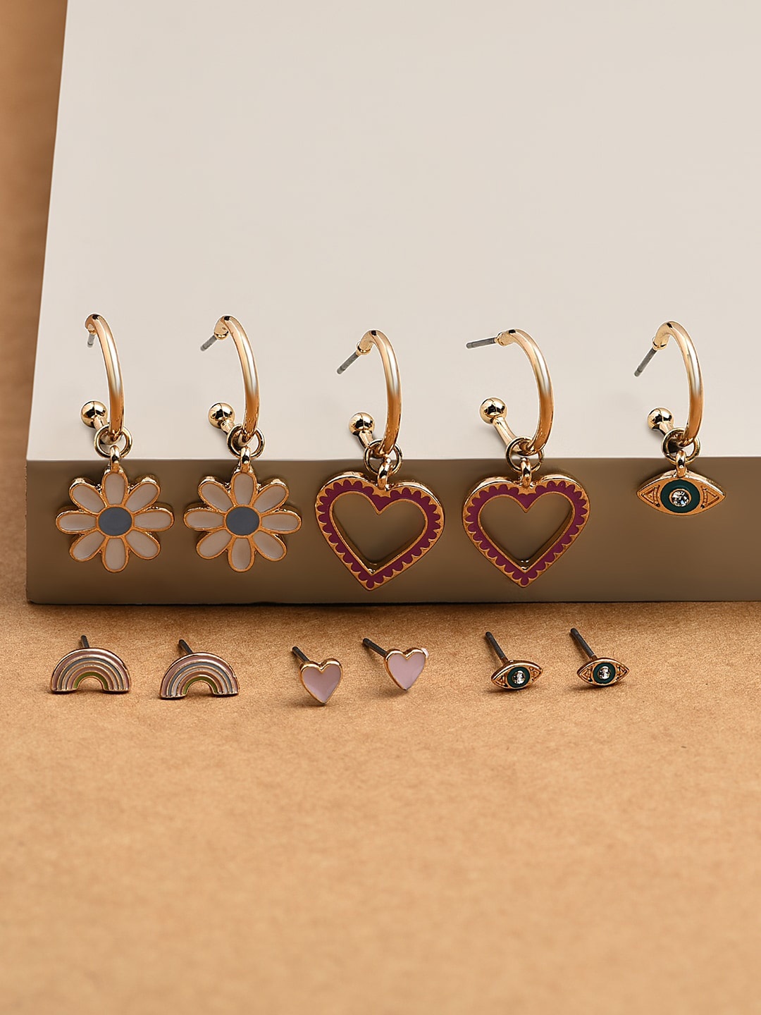 

Accessorize Set of 6 Gold-Toned Studs Earrings