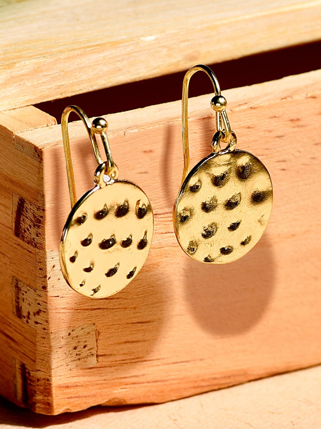 

Accessorize London Beaten Circular Drop Earrings, Gold