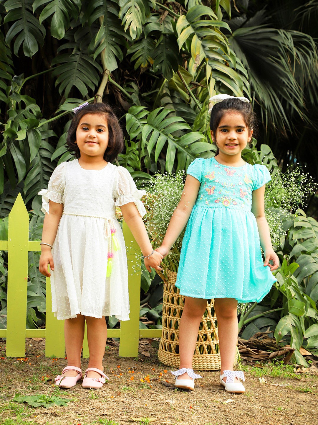 

LIL DRAMA Sea Green Floral Embroidered Georgette Dress