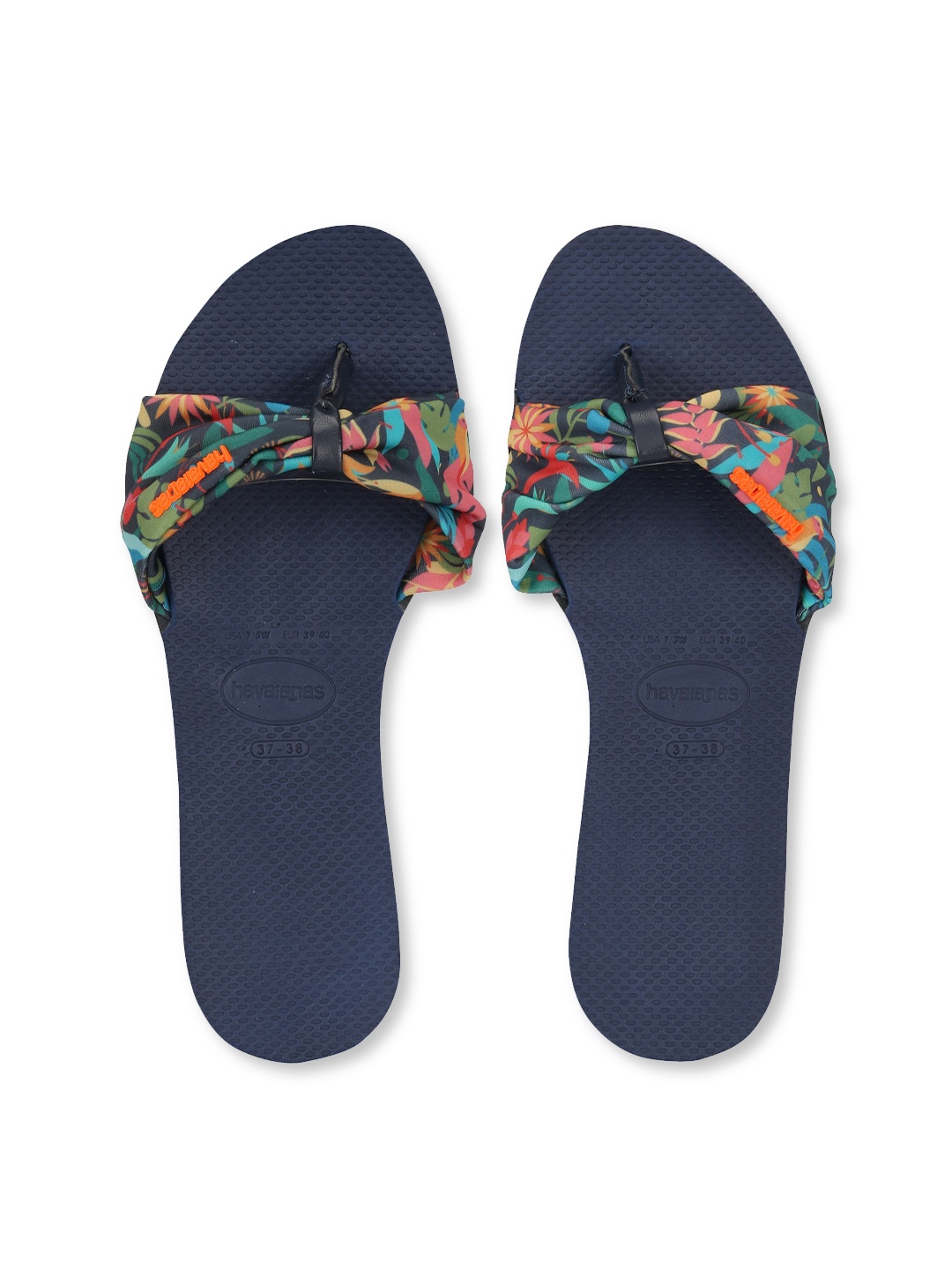 

Havaianas Women Navy Blue & Orange Printed Rubber Slip-On