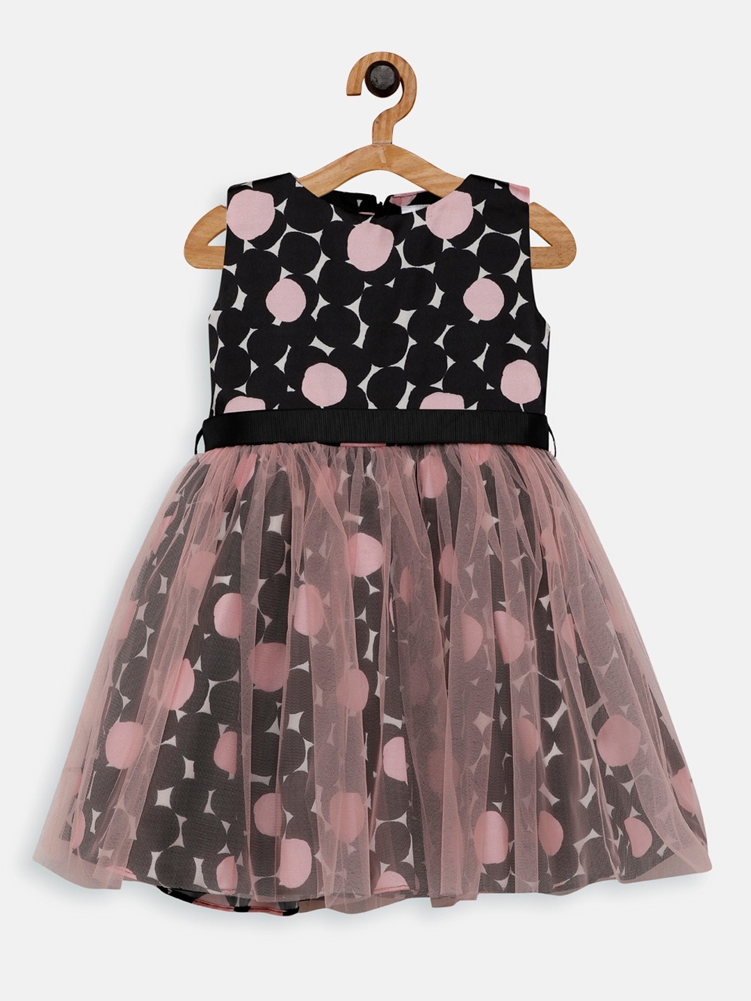 

Aomi Black & Pink Floral Printed Net Dress