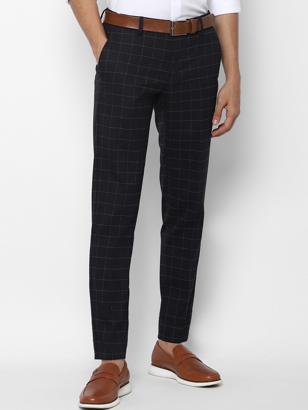 

Allen Solly Men Black Checked Slim Fit Trousers