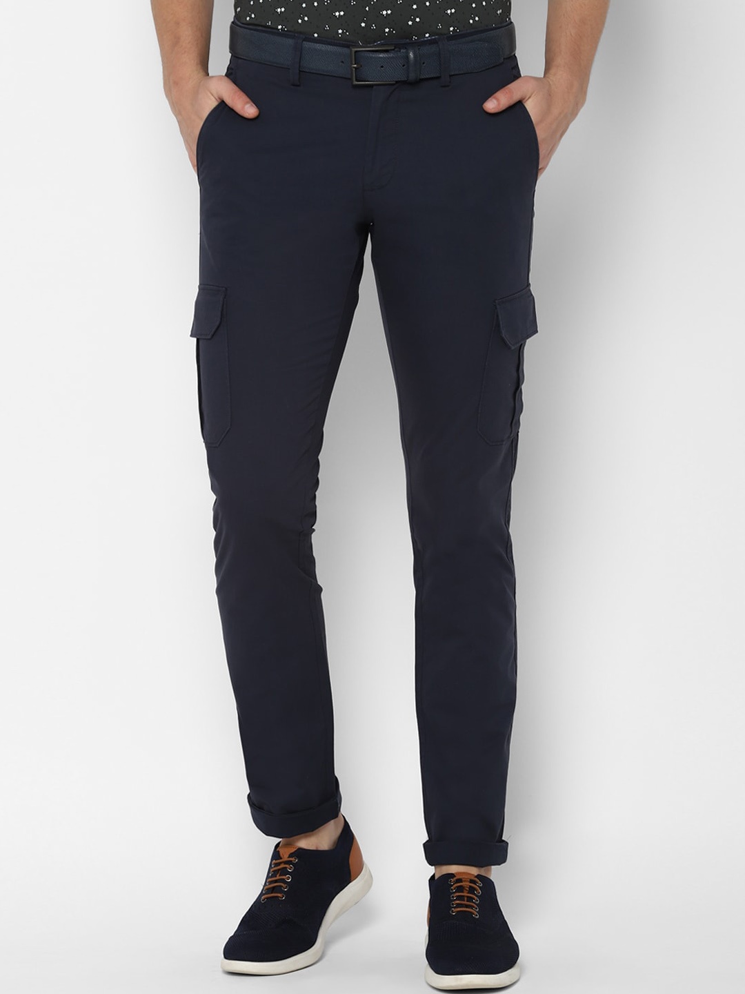 

Allen Solly Men Navy Blue Slim Fit Cargos Trousers