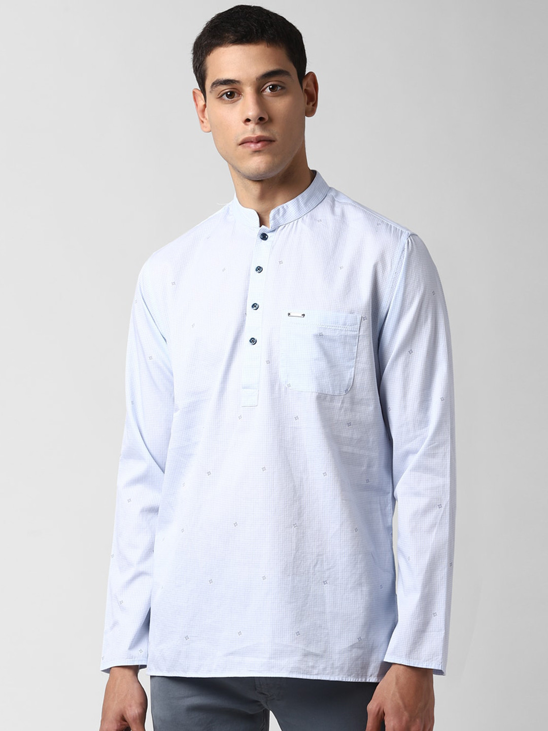 

Peter England Men Blue Thread Work Kurta