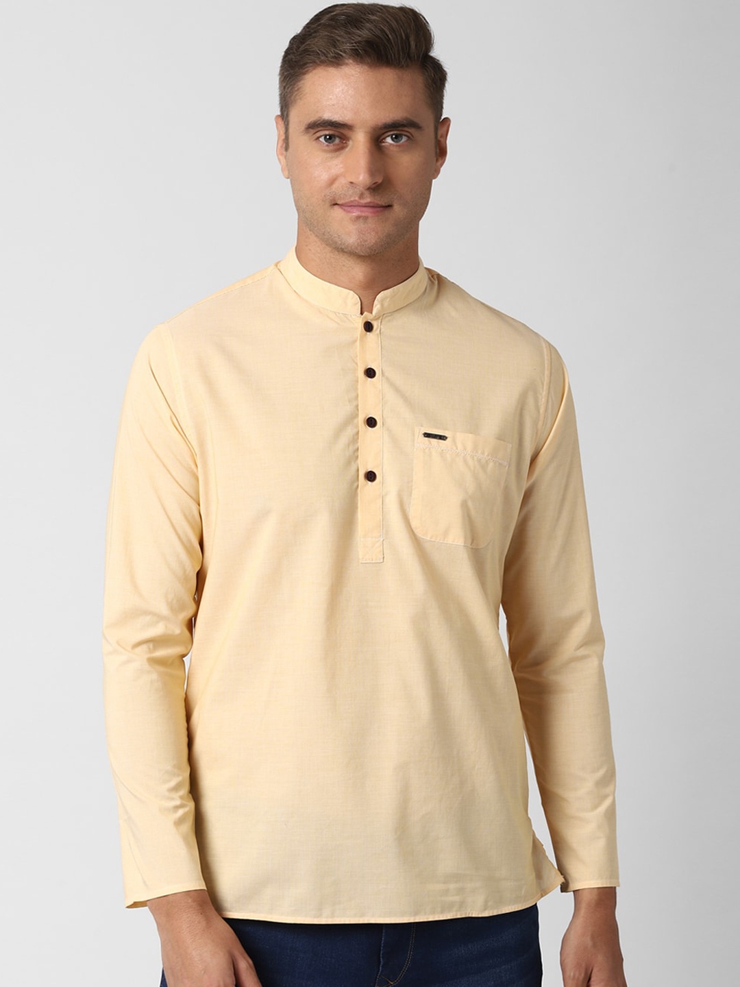 

Peter England Men Beige Solid Cotton Kurta