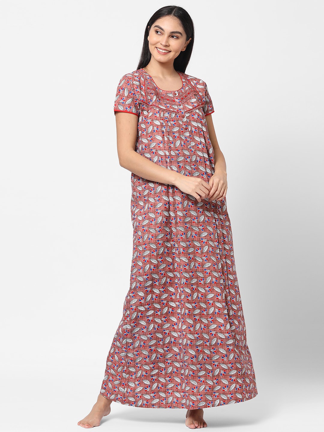 

Sweet Dreams Brown Printed Maxi Nightdress