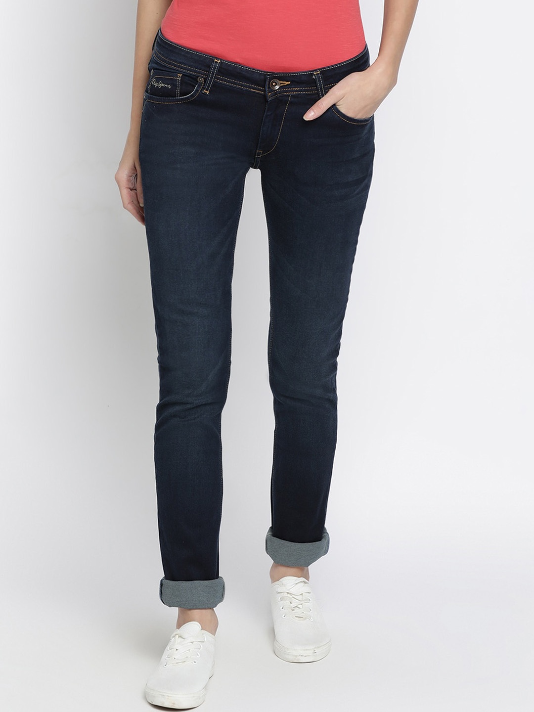 

Pepe Jeans Women Blue Light Fade Pure Cotton Jeans