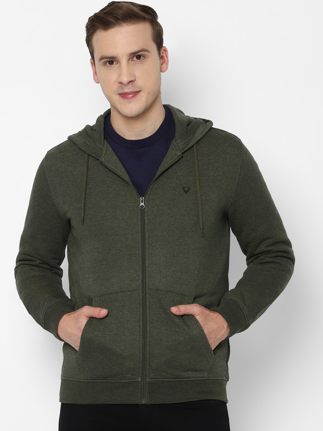 

Allen Solly Men Olive Green Hooded Sweatshirt