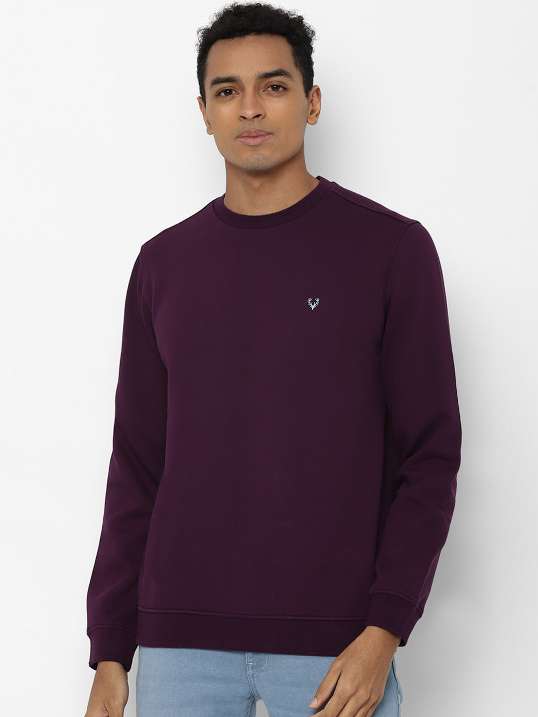 

Allen Solly Men Purple Solid Sweatshirt