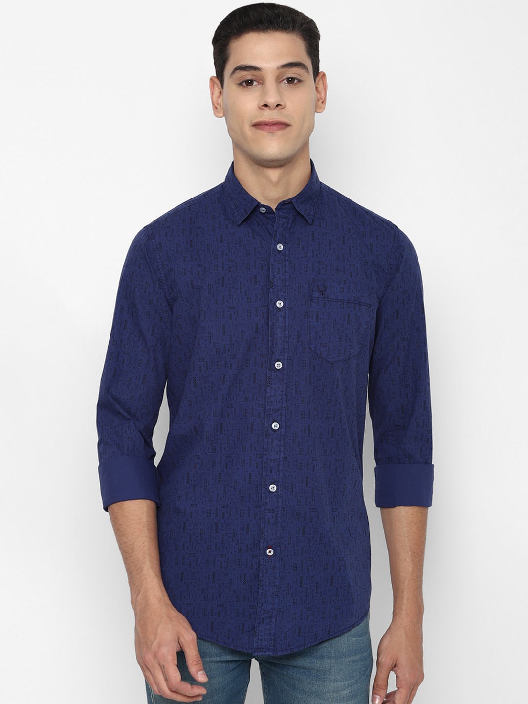

Allen Solly Sport Men Navy Blue Opaque Printed Casual Shirt