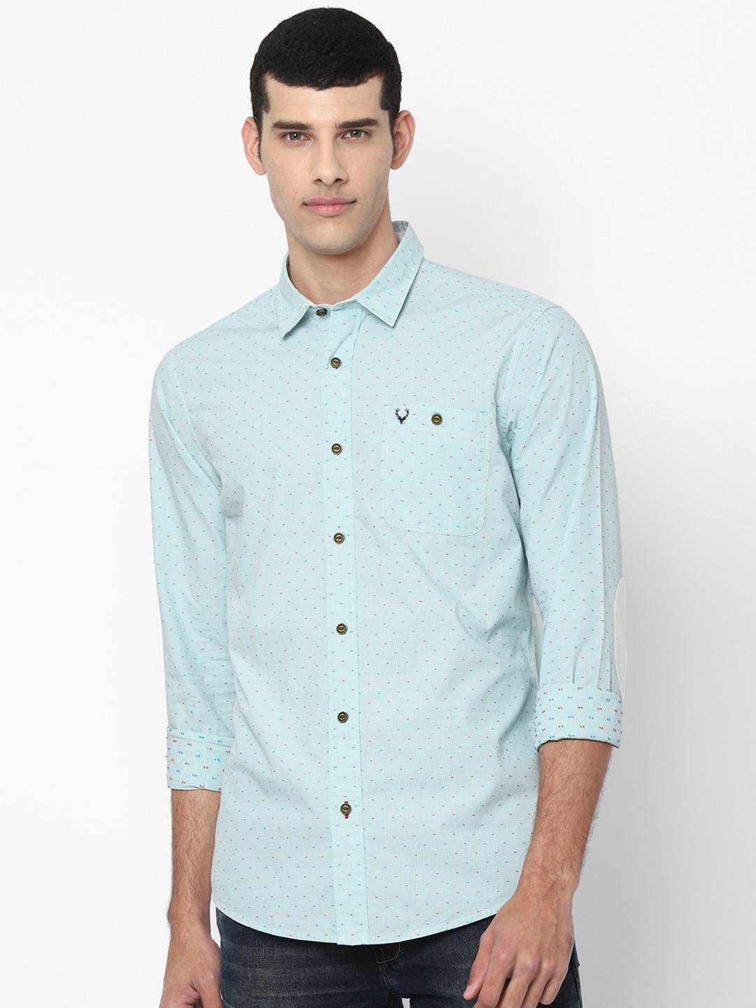 

Allen Solly Sport Men Blue Opaque Micro Ditsy Printed Pure Cotton Casual Shirt