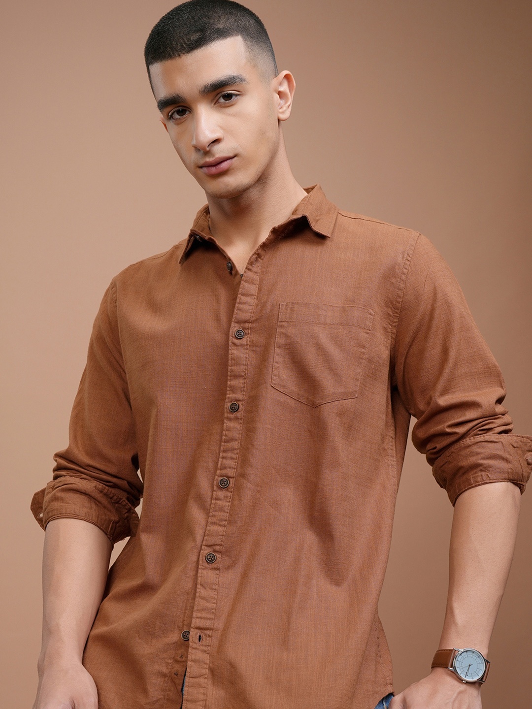 

KETCH Slim Fit Cotton Casual Shirt, Rust